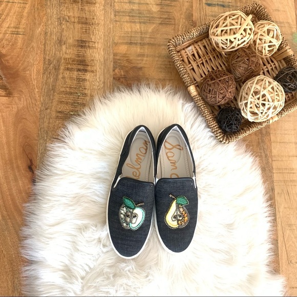 SAM EDELMAN Evelina Pear Apple Jeweled Embroidered Sneaker Women 9.5 - Picture 7 of 10